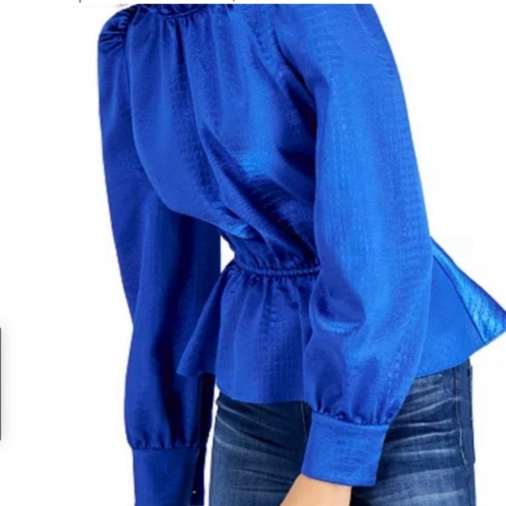 🌼INC bright blue textured peplum top